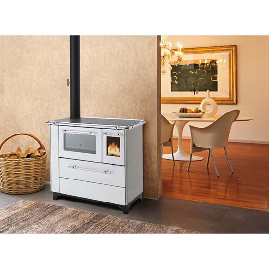 Immagine di CUCINA A LEGNA ROYAL BETTY 4,5 NEW, 6,5 KW, RESA 79%, Ø FUMI 120 MM, COLORE BIANCO, 90X60XH85 CM