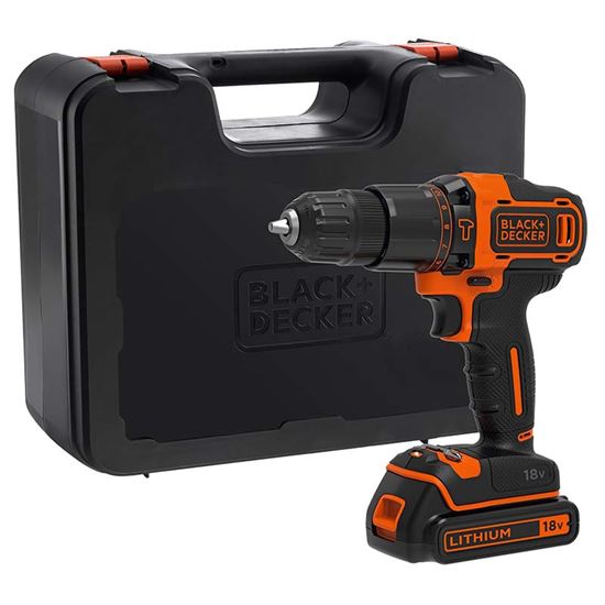 Immagine di TRAPANO AVVITATORE BLACK & DECKER, BDCHD18K-QW, BATT.LITIO 18 V-1,5 AH, MANDR.AUTOS.10 MM, VALIGETTA, CARICABATT., 1,15 KG