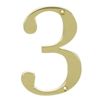 Immagine di NUMERO CIVICO, IN OTTONE LUCIDO, H 7,62 CM, N 3