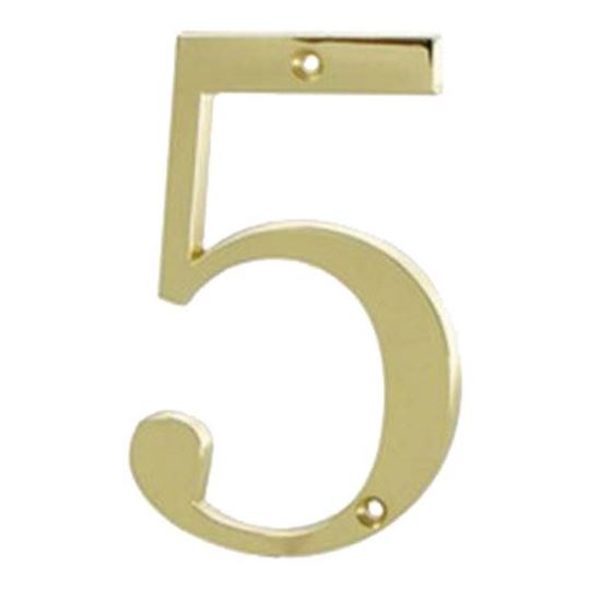 Immagine di NUMERO CIVICO, IN OTTONE LUCIDO, H 7,62 CM, N 5
