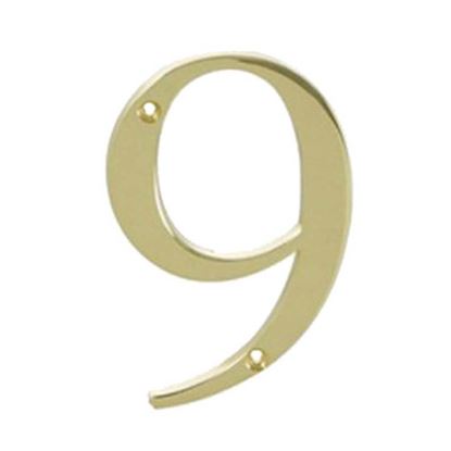 Immagine di NUMERO CIVICO, IN OTTONE LUCIDO, H 7,62 CM, N 9