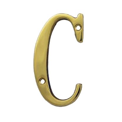 Immagine di LETTERA CIVICA, IN OTTONE LUCIDO, H 7,62 CM, C