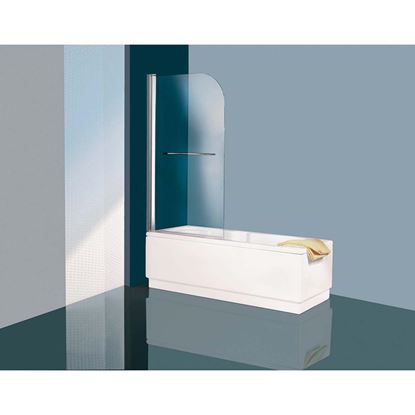 Immagine di PARETE VASCA, 1 ANTA ARROTONDATA, VETRO TRASPARENTE, 75X135 CM, PROFILO CROMATO