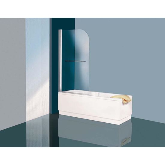 Immagine di PARETE VASCA, 1 ANTA ARROTONDATA, VETRO TRASPARENTE, 75X135 CM, PROFILO CROMATO