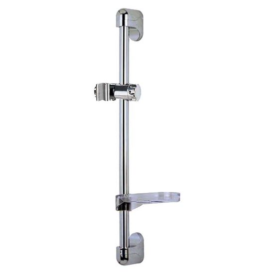 Immagine di ASTA SALISCENDI FISSA, CON PORTA SAPONE, 68 CM, CROMO