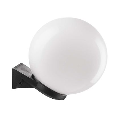 Immagine di APPLIQUE GLOBO, IP44, E27, 60W, VERSIONE IN ALTO, SFERA IN PLASTICA Ø20 CM, STRUTTURA TERMOPLASTICA NERA, COLORE OPALE
