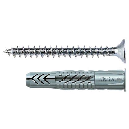 Immagine di TASSELLI NYLON FISCHER, 25 PEZZI UNIVERSALI CON VITE, UX 6X50 MM