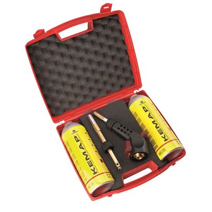 Immagine di KIT SALDATORE, 2 BOMBOLE DI KEMAP CON ATTACCO EUROPEO 7/16", IN VALIGETTA