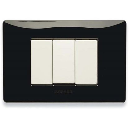 Immagine di PLACCA MIX, 3 MODULI, IN TECNOPOLIMERO, COLORE NERO PANTHER