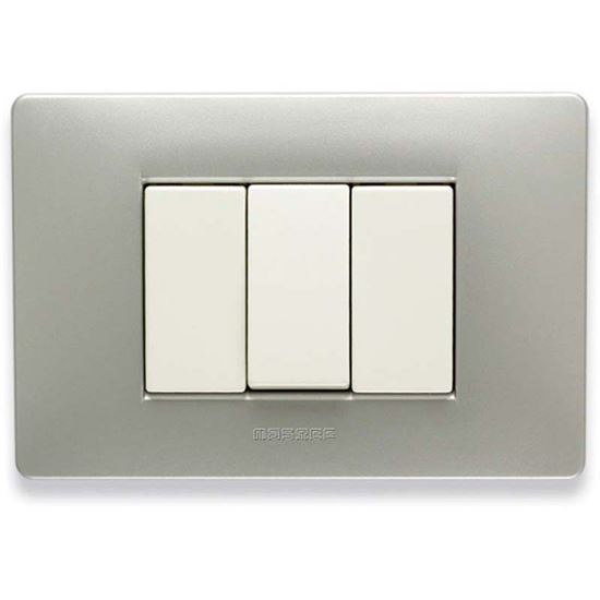 Immagine di PLACCA MIX, 3 MODULI, IN TECNOPOLIMERO, COLORE GREY MOON