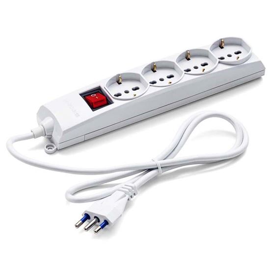 Immagine di MULTIPRESA 4 USCITE, SCHUKO BIVALENTI, CAVO 1,2 MT