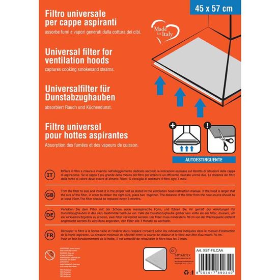 Immagine di FILTRO CAPPA POLIESTERE, COLORE BIANCO, ASSORBI ODORI, 45X57 CM