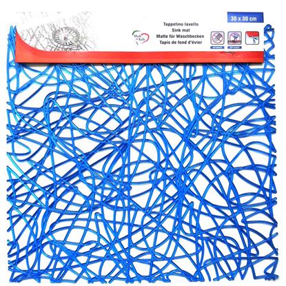 Immagine di TAPPETINO PER INTERNO LAVELLO, MODELLO INTRECCIO BLU,  320X300 MM