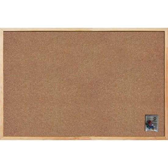 Immagine di BACHECA IN SUGHERO, CON CORNICE IN LEGNO, SUGHERO ENTRAMBI I LATI, SPESSORE 14 MM, ACCESSORI FISSAGGIO INCLUSI, 90X60 CM