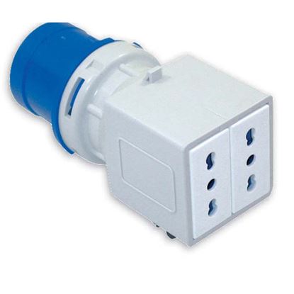 Immagine di ADATTATORE INDUSTRIALE 220V DA CEE A 2 BIPASSO