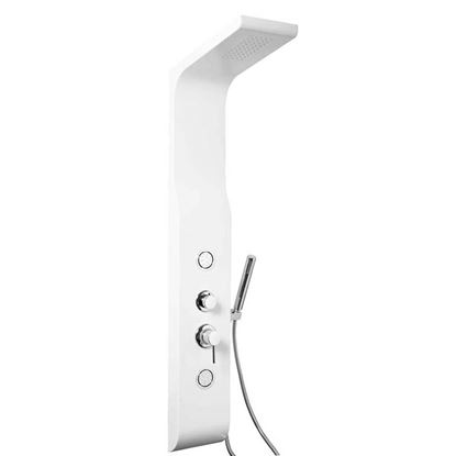 Immagine di COLONNA IDRO EASY IN ABS 3 FUNZIONI, SOFFIONE DOCCETTA, FLESSIBILE 150 CM, ACCIAIO INOX, H 140 CM, BIANCO