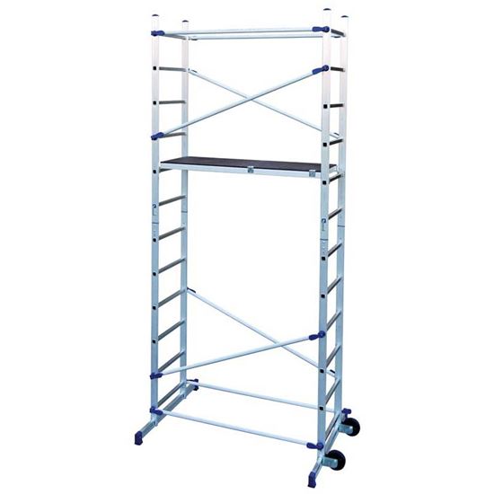 Immagine di TRABATTELLO FACAL IN ALLUMINIO, CLIC, A DUE ALZATE, ALTEZZA PIANO DI LAVORO 236 CM, ALTEZZA MASSIMA DI LAVORO MAX 436 CM