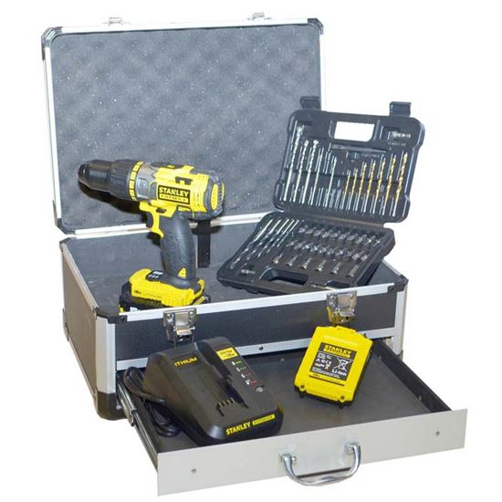 Immagine di TRAPANO AVVITATORE A PERCUSSIONE + VALIGETTA ACCESSORI, STANLEY FATMAX 18 V, FMCK625D2F-QW, 2 BATTERIE LITIO, 2,0 AH