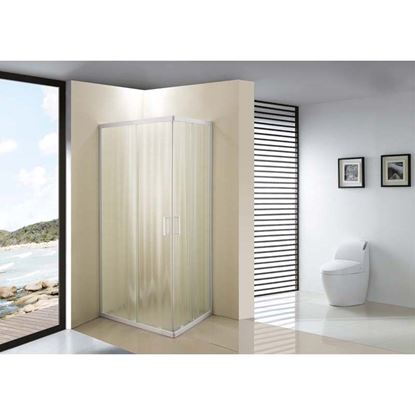 Immagine di BOX DOCCIA GIULIA, PROFILO BIANCO, CRISTALLO PIUMATO, SPESSORE 4 MM, MANIGLIA BIANCA, 69/79X89/99X185 CM