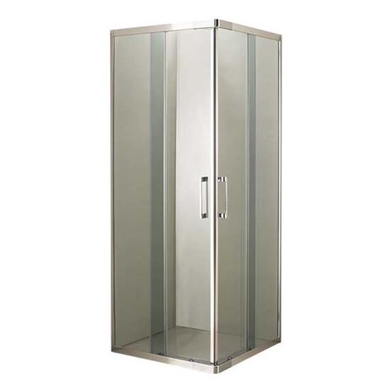 Immagine di BOX DOCCIA GIULIA, PROFILO CROMO LUCIDO, CRISTALLO FUMÈ, SPESSORE 4 MM, MANIGLIA CROMATA, 69/79X69/79X185 CM