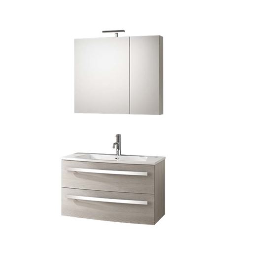 Immagine di BASE SOSPESA OSCAR, PORTA LAVABO, 2 CASSETTONI, 84,5X44XH50 CM, COLORE LARICE