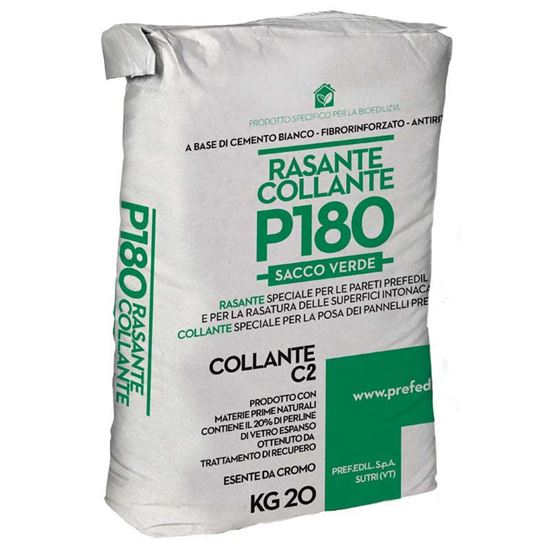 Immagine di COLLANTE RASANTE P180, A BASE DI CEMENTO BIANCO E PERLINE DI VETRO ESPANSO, INTERNI ED ESTERNI, SACCO DA 20 KG