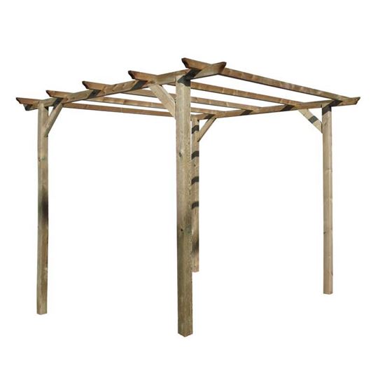 Immagine di PERGOLA 3X3 MT, IN LEGNO IMPREGNATO, PALI 9X9 CM, FERRAMENTA INCLUSA