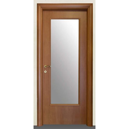 Immagine di PORTA CINZIA NOCE CHIARO BATT., REVERS., 78X214 CM, TELAIO PIATTO, ACC. OLV, CON VETRO