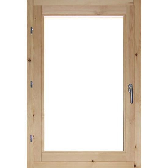 Immagine di FINESTRA IN LEGNO PINO MASSICCIO 1 ANTA, DOPPIO VETRO ANTISFONDAMENTO, 80XH120 CM, DX