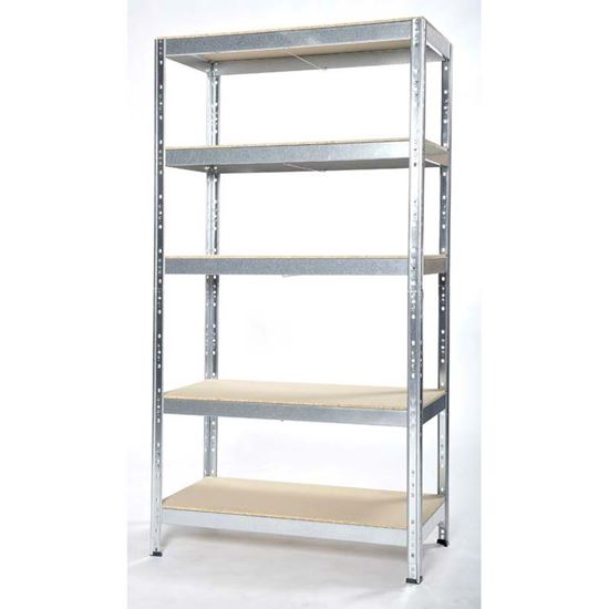 Immagine di SCAFFALE IN KIT 5 RIPIANI, 90X40XH175 CM, PORTATA 175 KG A RIPIANO, LEGNO/METALLO, ZINCATO, MONTAGGIO AD INCASTRO