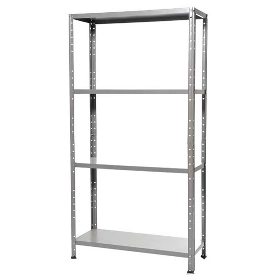 Immagine di SCAFFALE 4 RIPIANI KIT, GRIGIO, 75X30X136 CM, 40 KG PER RIPIANO, MONTAGGIO A BULLONI