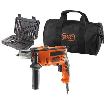 Immagine di TRAPANO BLACK+DECKER 710 W + SET PER FORARE E AVVITARE, KR714S32, MANDRINO AUTOSERRANTE 13 MM