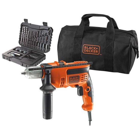 Immagine di TRAPANO BLACK+DECKER 710 W + SET PER FORARE E AVVITARE, KR714S32, MANDRINO AUTOSERRANTE 13 MM