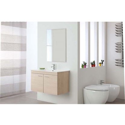 Immagine di COMPOSIZIONE BAGNO STELLA 80, 2 ANTE,  LAVABO IN CERAMICA,  SPECCHIO BISELLATO 60X80 CM,  81X45XH51 CM, COLORE LARICE
