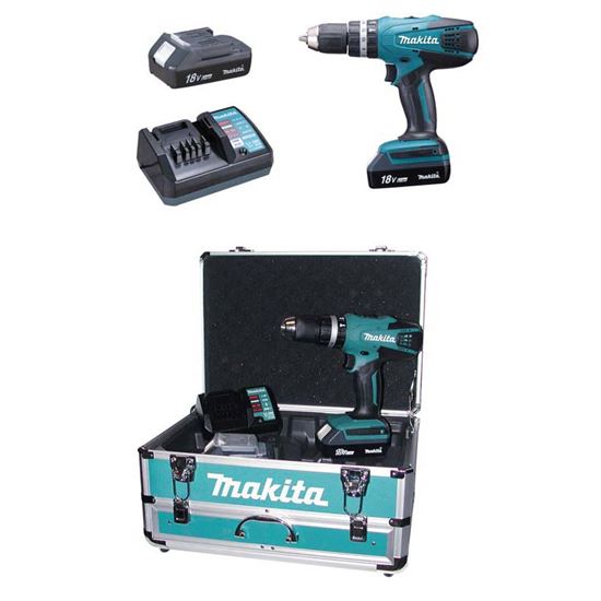 Immagine di TRAPANO BATTENTE MAKITA 18 V LITIO, MODELLO HP457DWE + KIT PER AVVITARE E FORARE,