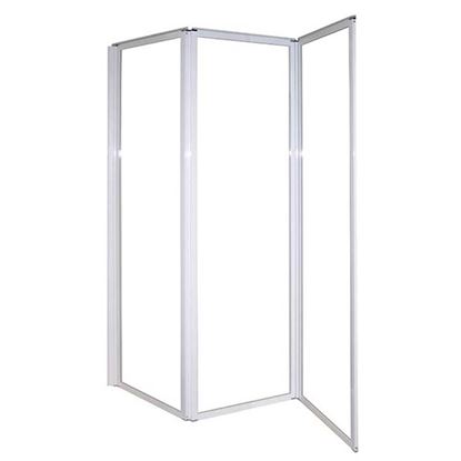 Immagine di PARETE VASCA PIEGHEVOLE 3 ANTE, PROFILO BIANCO, VETRO STAMPATO, 4 MM, 140XH130 CM