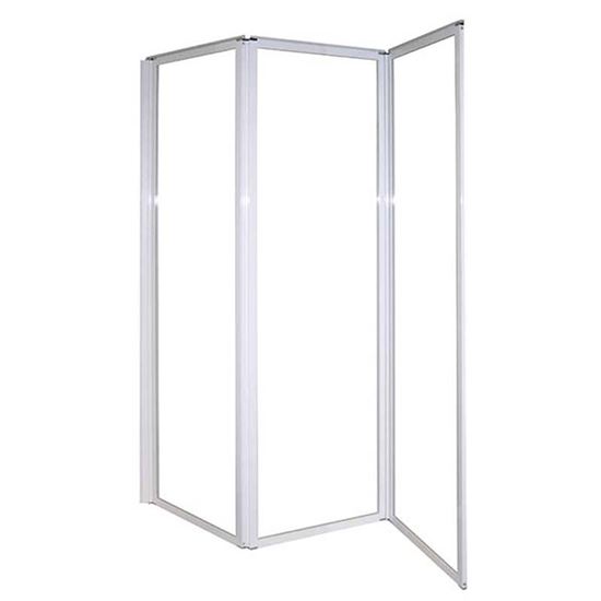 Immagine di PARETE VASCA PIEGHEVOLE 3 ANTE, PROFILO BIANCO, VETRO STAMPATO, 4 MM, 140XH130 CM