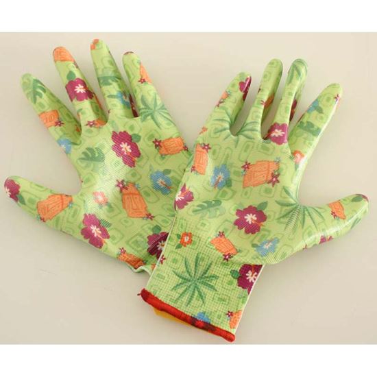 Immagine di GUANTO DONNA PER GIARDINO, IN POLIESTERE CON PALMO IN NITRILE, TAGLIA 8