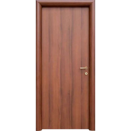 Immagine di PORTA MARA NOCE NAZIONALE, TELAIO PIATTO, REVERSIBILE, ACCESSORI OTTONE LUCIDO VERNICIATO, 88X214 CM