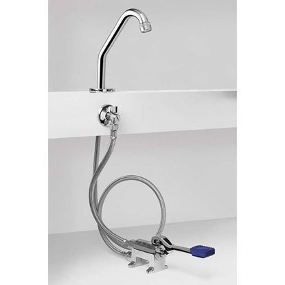 Immagine di KIT PEDALIERA, MONOACQUA, COMPLETO DI BOCCA E PEDALE, CROMO