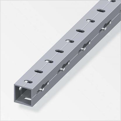 Immagine di TUBO QUADRATO, ALLUMINIO NATURALE, PERFORATO 23,5, 2,5 MT
