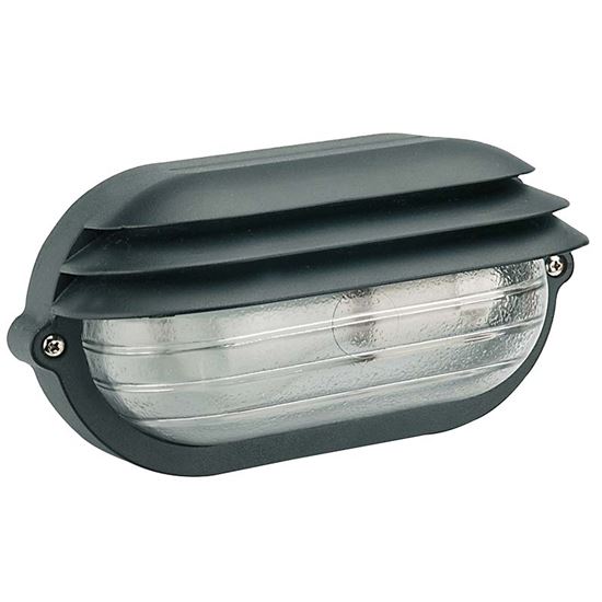 Immagine di PLAFONIERA OVALE PALPEBRA, DIFFUSORE IN VETRO STAMPATO, IP54, E27-60 W, 21,9XH11,5 CM, COLORE NERO