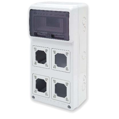 Immagine di SCATOLA A PARETE 4 POSTI PER CEE DA INCASSO, 8 MODULI DIN