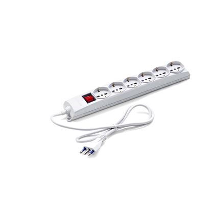 Immagine di MULTIPRESA 6 USCITE, SCHUKO+BIVALENTI, CAVO 1,2 MT