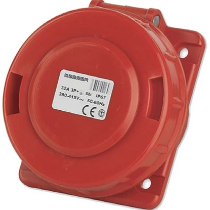 Immagine di PRESA FISSA DA INCASSO, 3P+T, 16A, 380V, 6H, COLORE ROSSO, IP67