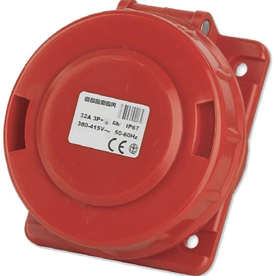 Immagine di PRESA FISSA DA INCASSO, 3P+T, 16A, 380V, 6H, COLORE ROSSO, IP67