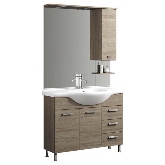 Immagine di COMPOSIZIONE LONDRA 105 CM, DX, SPECCHIO CON ILLUMINAZIONE A LED, 105X50XH195,5 CM, COLORE ROVERE NABUCCO