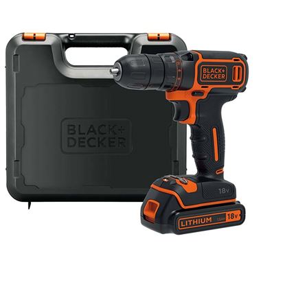 Immagine di TRAPANO AVVITATORE BLACK+DECKER 18 V LITIO,  BDCDC18K, 1,5 AH: MANDRINO AUTOSERRANTE 10 MM