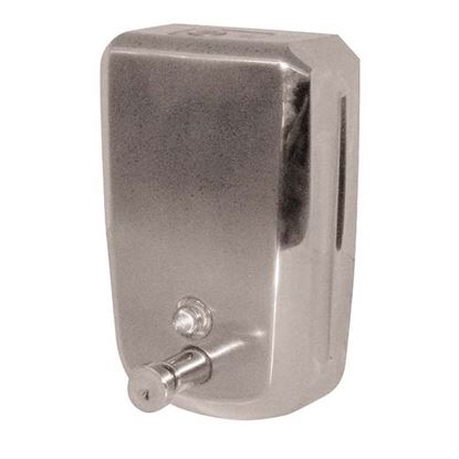 Immagine di DISTRIBUTORE DI SAPONE LIQUIDO BRINOX, IN ACCIAIO INOX AISI 304 SISTEMA PUSH PER TUTTI I SAPON SALVO MICROGRANULI 1,2LT