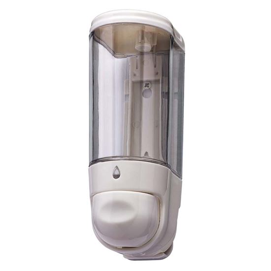Immagine di MINI DISTRIBUTORE DI SAPONE LIQUIDO BASICA  BASE ABS PER TUTI I TIPI DI SAPONE SALVO MICROGR SISTEMA PUSH BIANCO 0,3LT